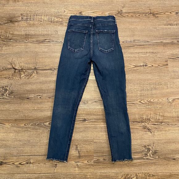 AGOLDE Dark Wash Frayed Ankle Zipper Fly Skinny Jeans Women's size 27 - Picture 5 of 5